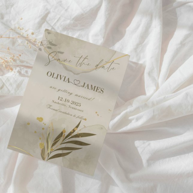 Carte de mariage "Save the Date" Luxe Botanique (Créateur téléchargé)