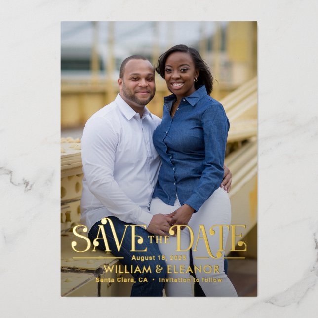 Carte de Mariage "Save The Date" Moderne Rétro FOI (Recto)