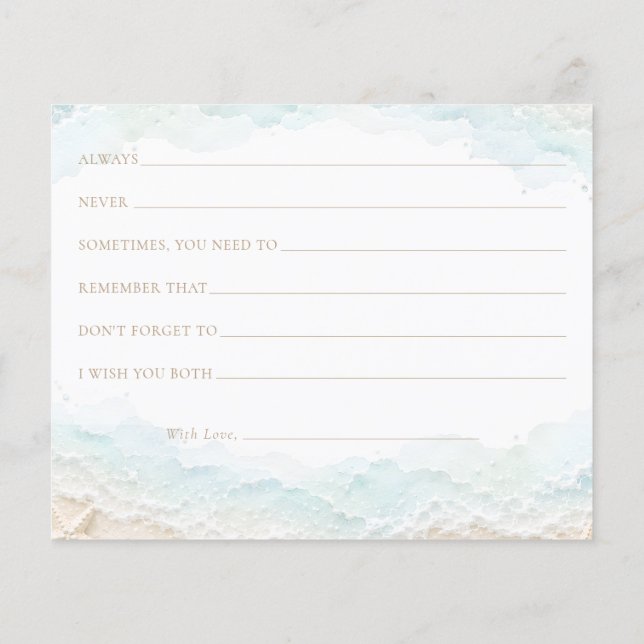 Carte de mariage Seashells Conseils et Vœux (Dos)