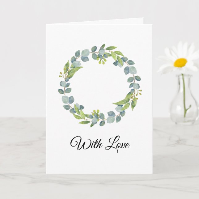 Carte de mariage simple à couronne d'eucalyptus -  (Petite plante)