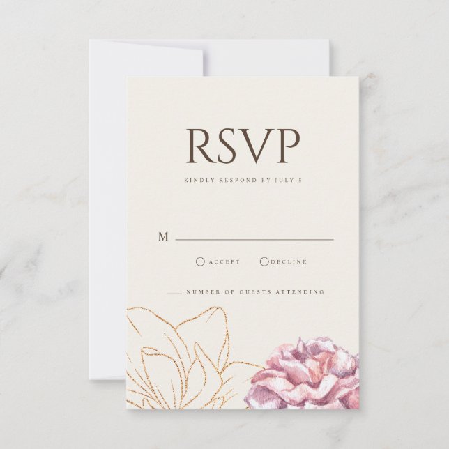 Carte de Mariage simple Boho Fleur sauvage Beige R (Devant)
