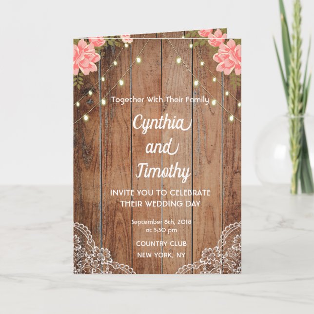 Carte de mariage thème campagne (5" x 7") (Devant)