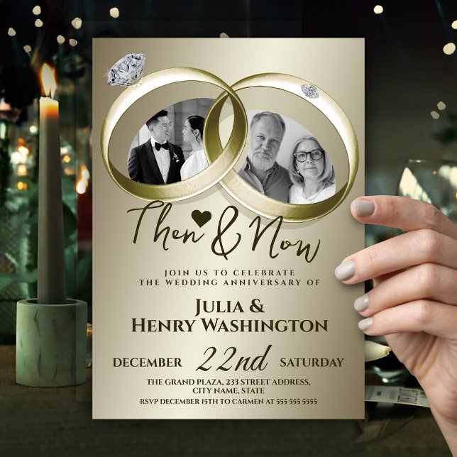 Carte de mariage Then & Now pour anniversaire de m (Créateur téléchargé)