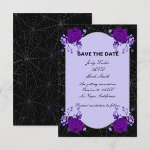 Carte de Mariage Toile d'Araignée Fleur Rose Viole