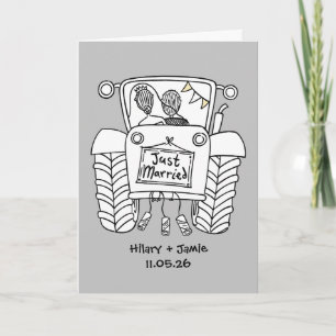Carte de mariage Tractor Country