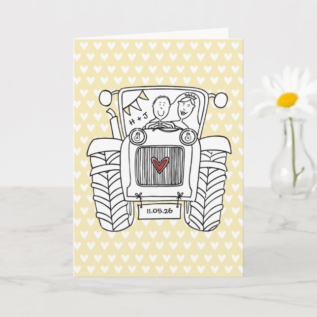Carte de mariage Tractor Country (Petite plante)