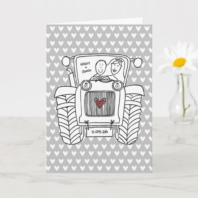 Carte de mariage Tractor Country (Petite plante)
