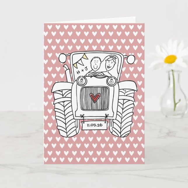 Carte de mariage Tractor Country (Petite plante)