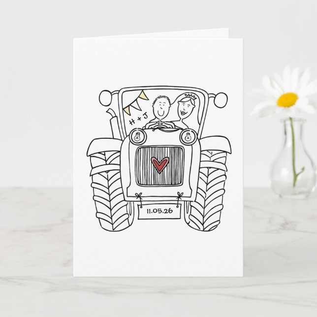 Carte de mariage Tractor Country (Petite plante)