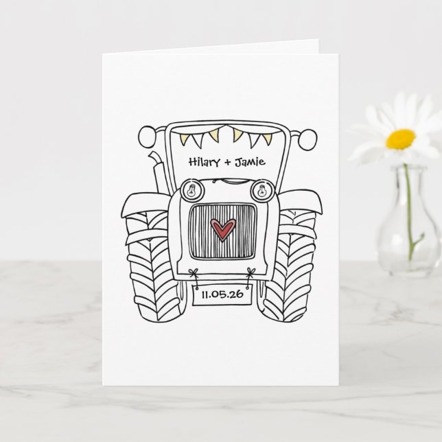 Carte de mariage Tractor Country (Petite plante)