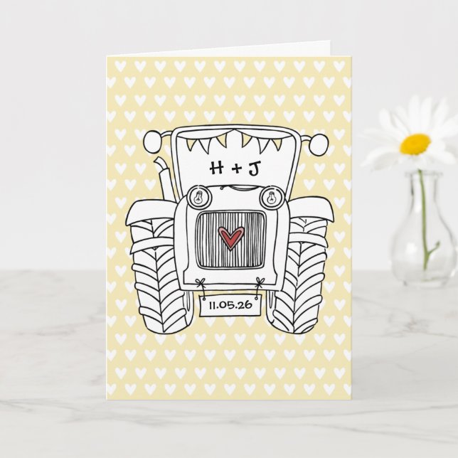 Carte de mariage Tractor Country (Petite plante)