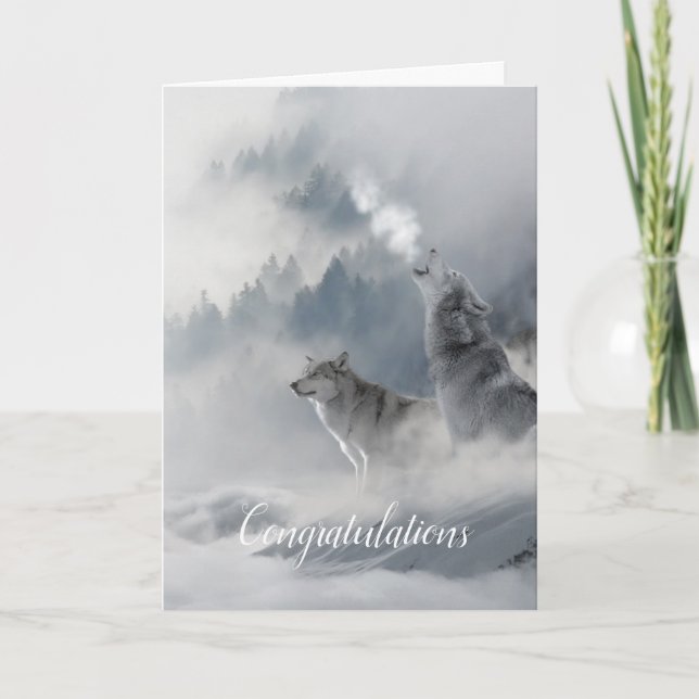 Carte de mariage verticale Loups Âme sœur (Devant)