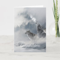 Carte de mariage verticale Loups Âme sœur