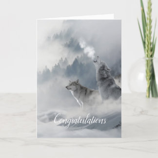 Carte de mariage verticale Loups Âme sœur
