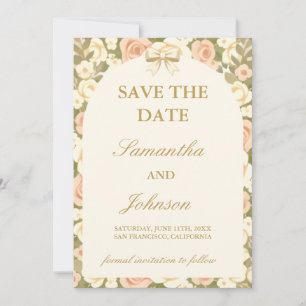 Carte de mariage vintage en ivoire pour annoncer l