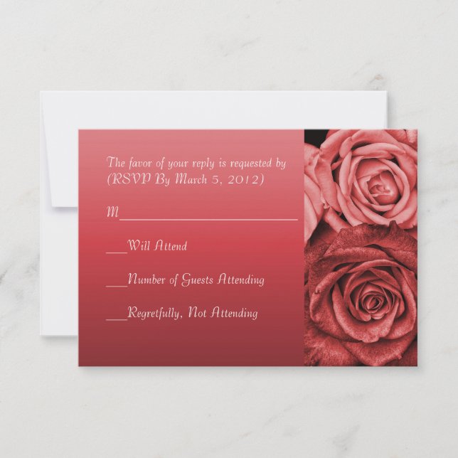 Carte de mariage vintage Red Roses RSVP (Devant)