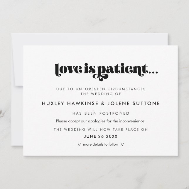 Carte de mariage vintage rétro avec écriture 'L'am (Devant)