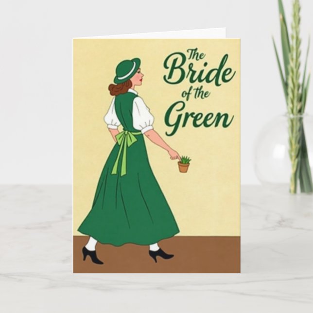 Carte de Mariée Verte de Style Rétro (Devant)
