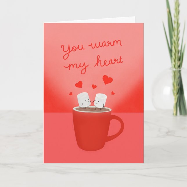 Carte de marshmallows "Vous réchauffez mon cœur" (Devant)