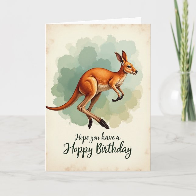 Carte de marsupial joyeux qui saute (Devant)