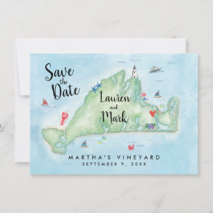 Carte de Martha's Vineyard à l'aquarelle, faire-pa
