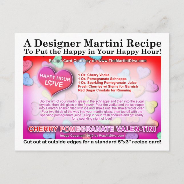 Carte de Martini de la Saint-Valentin à la Cerise  (Devant)