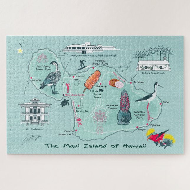 Carte de Maui, Hawaii Jigsaw Puzzle (Horizontal)