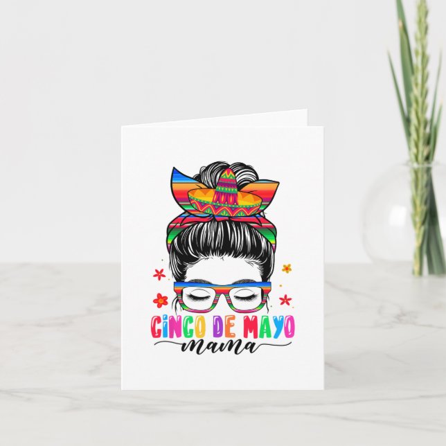 Carte De Mayo Mama Chignon Méssy Cheveux Maman Mexicaine (Devant)