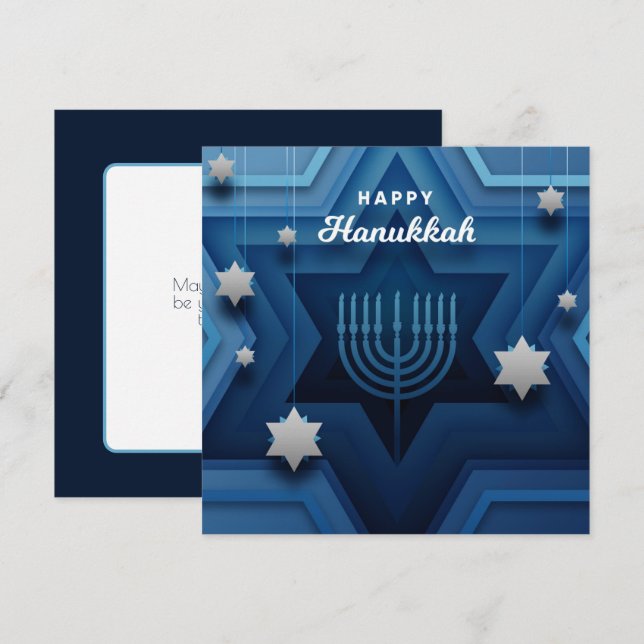 Carte de Menorah de Hanukkah joyeuse (Devant / Derrière)
