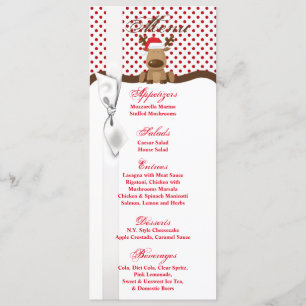 Carte de menu 4x9.25 Reindeer Christmas XMAS Polka