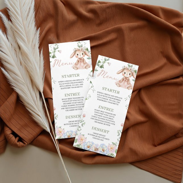 Carte de menu 4x9 pour Baby Shower Some Bunny (Créateur téléchargé)