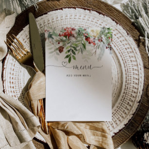 Carte de menu à feuillage persistant