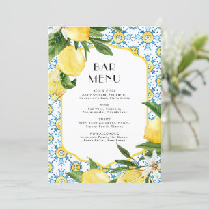 Carte de menu à l'aquarelle Lemon Mediterranean Ba