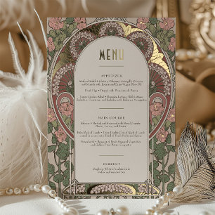 Carte de menu Accents or Art Nouveau Mariage