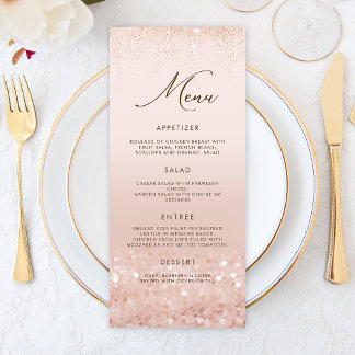 Carte de menu Anniversaire 30 ans Rose Gold Glitte