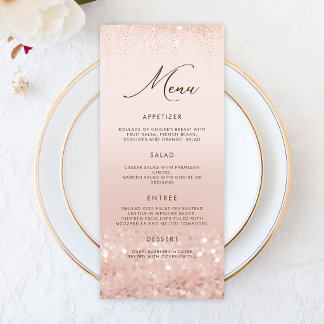 Carte de menu Anniversaire 40 ans Paillettes Or Ro