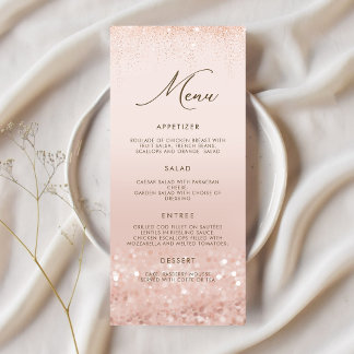 Carte de menu Anniversaire 70 ans Paillettes Rose