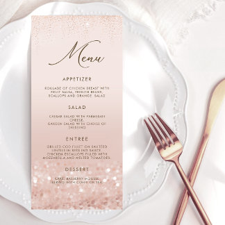 Carte de menu Anniversaire 90 ans Rose Gold Glitte