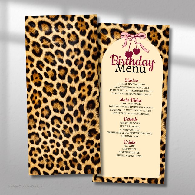 Carte de menu Anniversaire Arc-en-ciel Cerise Léop (Créateur téléchargé)