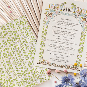 Carte de menu aquarelle Élégance Royale Victorienn
