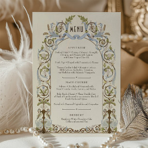 Carte de menu aquarelle Élégance Royale Victorienn