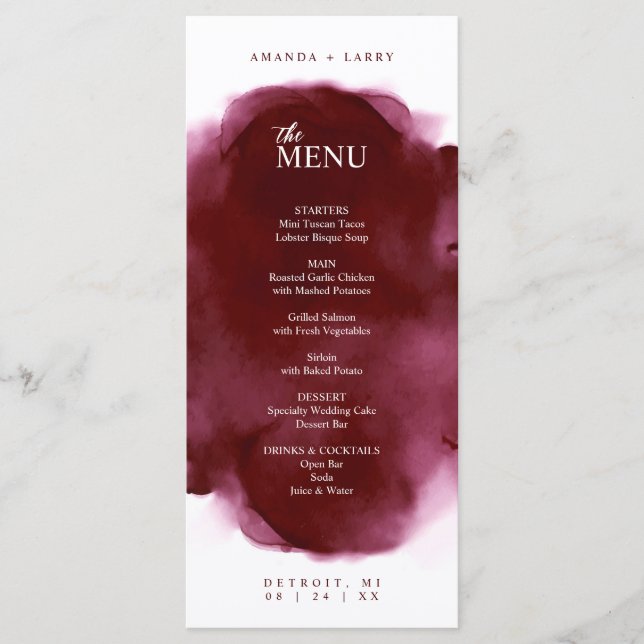 Carte de menu aquarelle marron minimale et élégant (Devant)