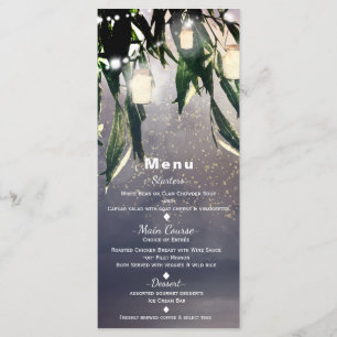 Carte de menu Arbre Saule Pleureur et Lumières de