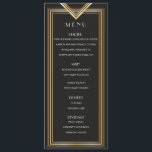 Carte de menu Art Déco des années 20 | Fête inspir<br><div class="desc">Modèle de carte de menu Art Déco or et noir des années 20. Entièrement personnalisable avec votre texte,  vos noms et votre date !</div>