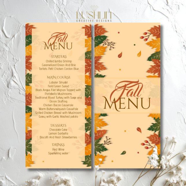 Carte de menu automne plat nuances brunes (Créateur téléchargé)