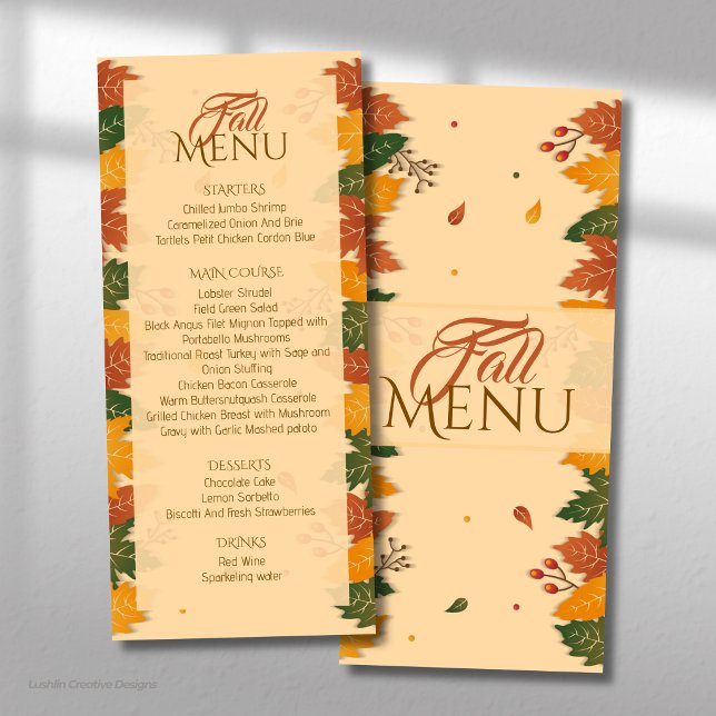 Carte de menu automne plat nuances brunes (Créateur téléchargé)