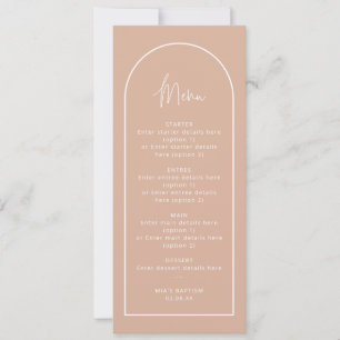 Carte de menu Baptême Arc Rose Vive