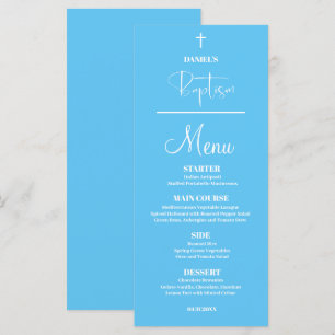 Carte de Menu Baptême Garçon Bleu 4x9