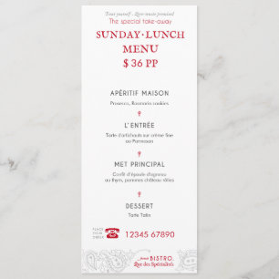 Carte de menu Bistro