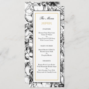 Carte de menu Black & Gold Soft Mariage élégant